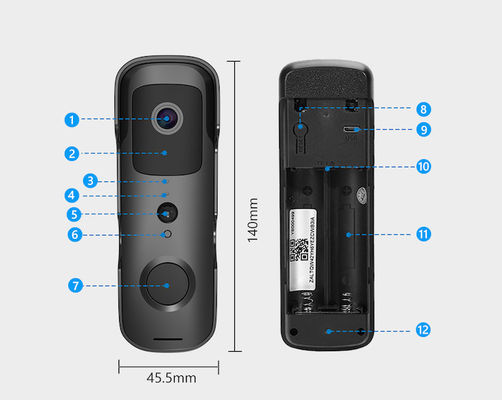 2.4G έξυπνη κάμερα Doorbell ασφάλειας Hd Wifi με το διπλής κατεύθυνσης ήχο νυχτερινής όρασης κτύπων